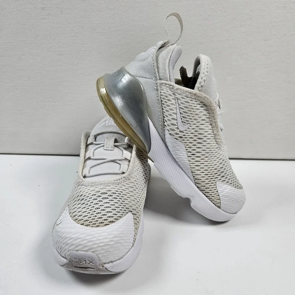 Nike Air Max 270 RT Kids 10C White‎  Platinum DD1646-103 Running Sneakers Shoes